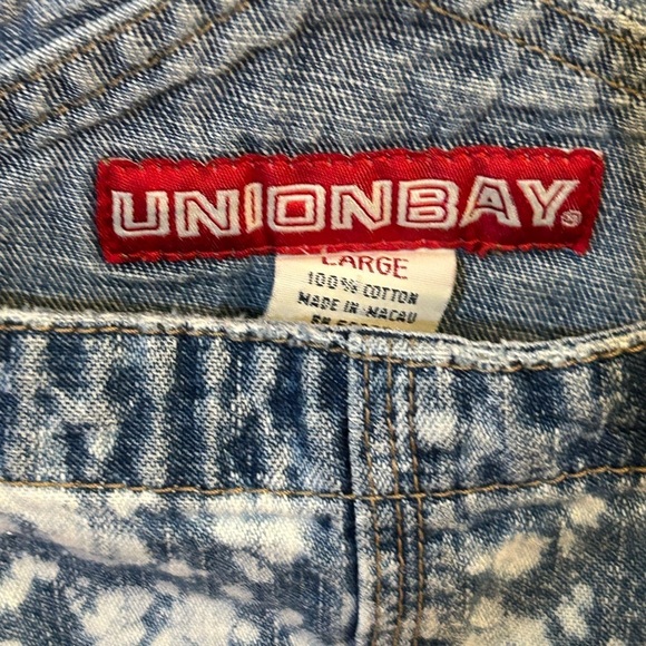 VINTAGE Unionbay Shorts Overalls Womens Indigo Denim Logo Cotton - Picture 14 of 16